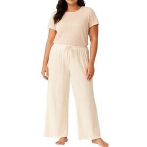 Ekouaer XXL Lounge Pants White Wide Leg Palazzo High Waist Stretch Flowy Chic